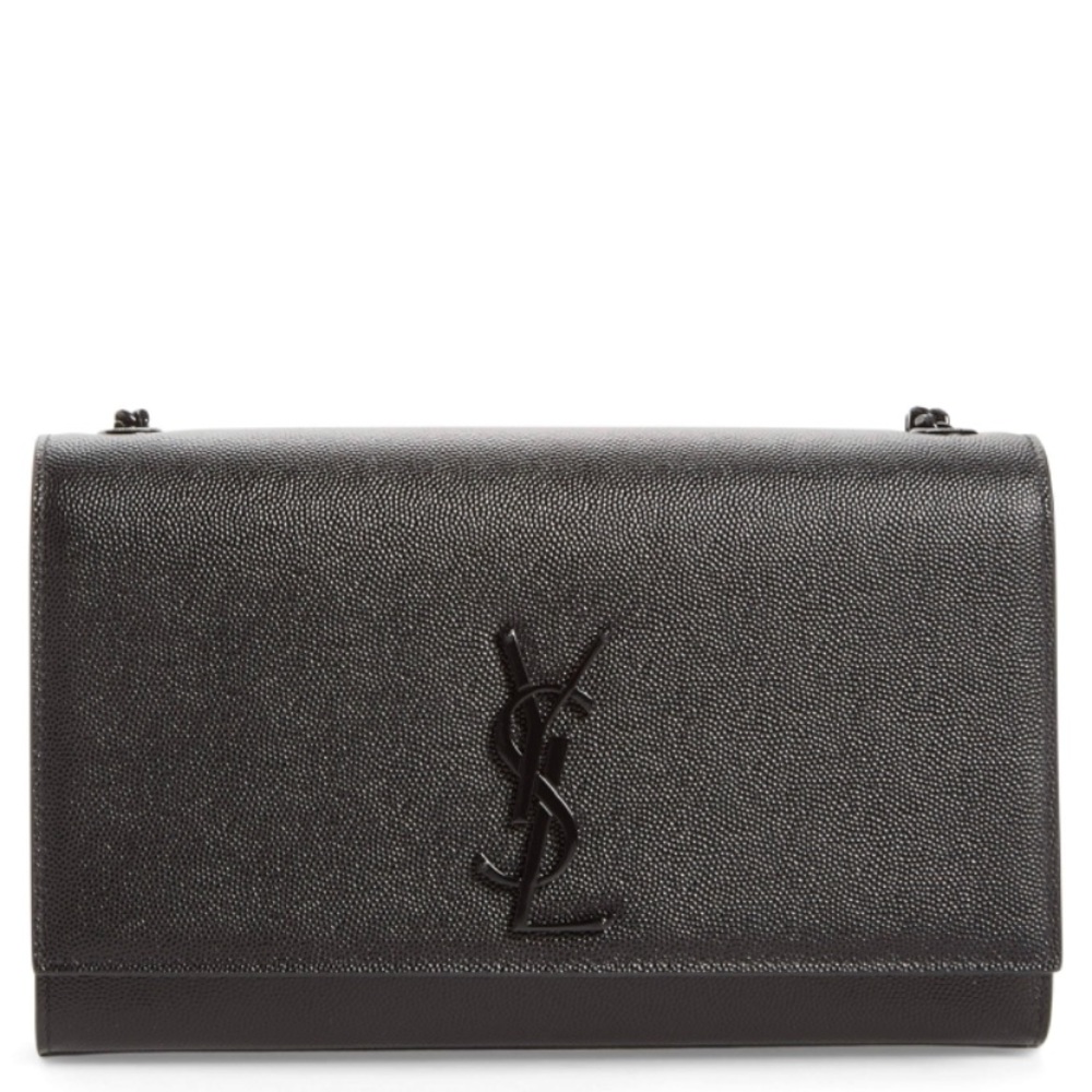 Kate Medium Grain de Poudre Chain Bag, Black Hardware